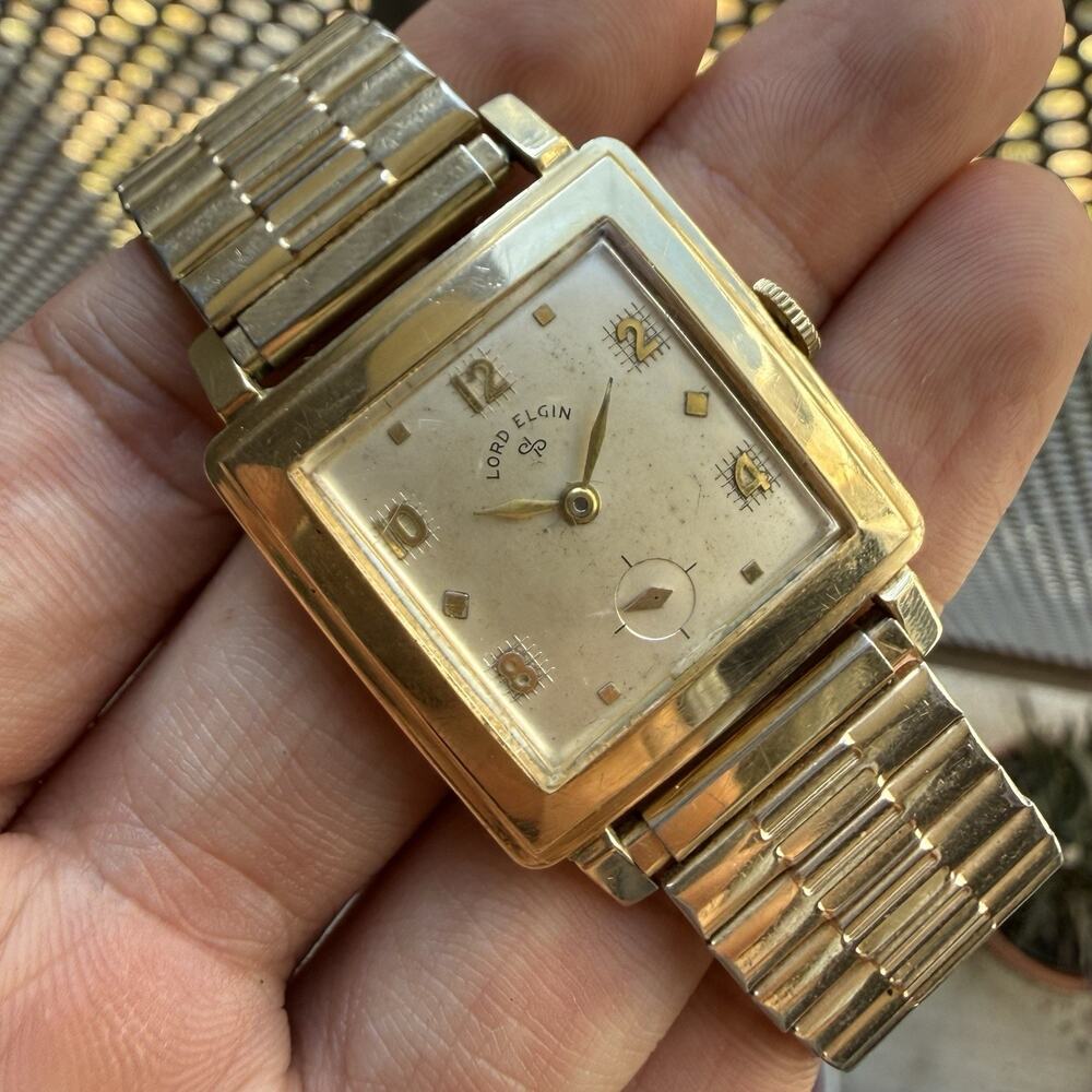 Vintage Lord Elgin 14K Gold Filled High Grade 21 Jewel Art Deco Dress Watch Box